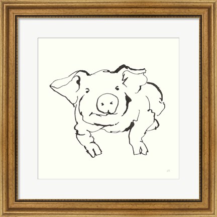 Framed Line Pig II Print