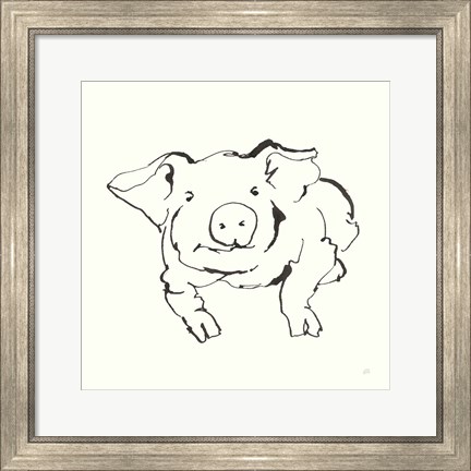 Framed Line Pig II Print