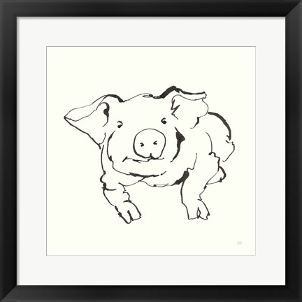 Framed Line Pig II Print