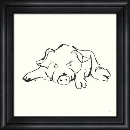 Framed Line Pig I Print