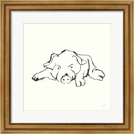 Framed Line Pig I Print