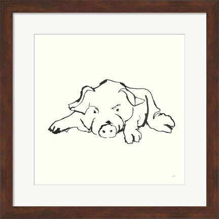 Framed Line Pig I Print