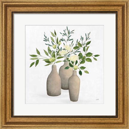 Framed Natural Bouquet II White Print