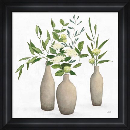 Framed Natural Bouquet I White Print