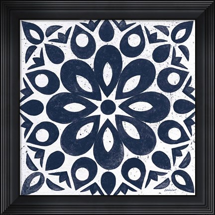 Framed Blue and White Tile III Print