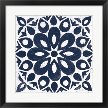 Framed Blue and White Tile III Print