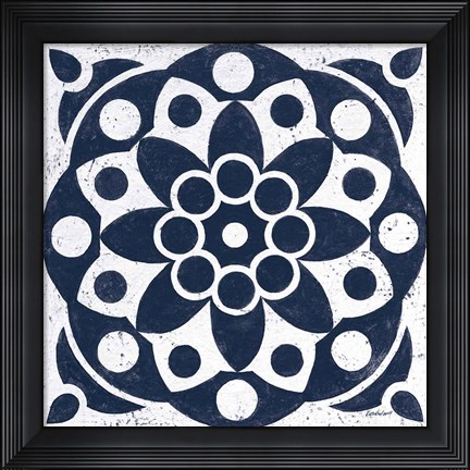 Framed Blue and White Tile II Print