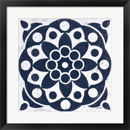 Framed Blue and White Tile II Print