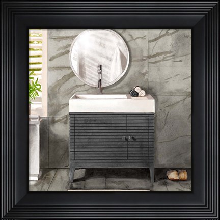 Framed Marble Bath II black &amp; white Print