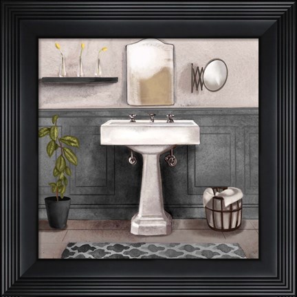 Framed Serene Bath I black &amp; white Print