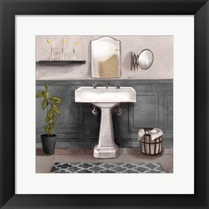 Framed Serene Bath I black &amp; white Print