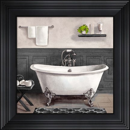 Framed Serene Bath II black &amp; white Print