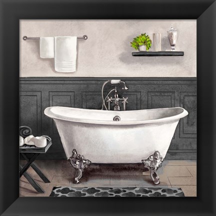 Framed Serene Bath II black &amp; white Print