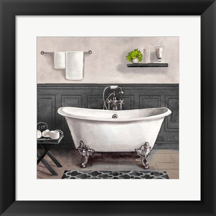 Framed Serene Bath II black &amp; white Print