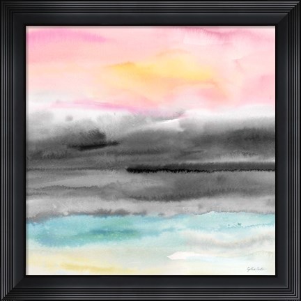 Framed Pink Sunset Abstract square I Print