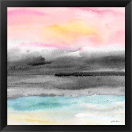 Framed Pink Sunset Abstract square I Print