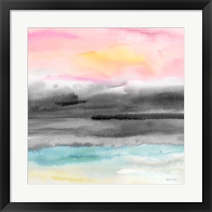Framed Pink Sunset Abstract square I Print
