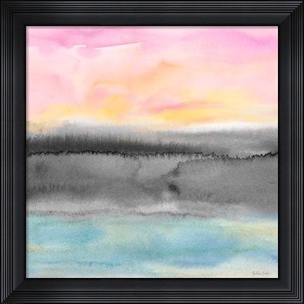 Framed Pink Sunset Abstract square II Print