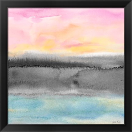 Framed Pink Sunset Abstract square II Print