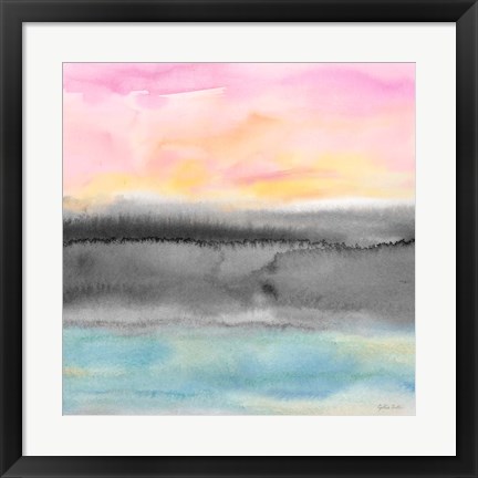 Framed Pink Sunset Abstract square II Print