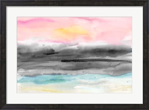 Framed Pink Sunset Abstract landscape Print