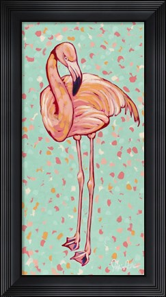 Framed Flamingo Panel I Print