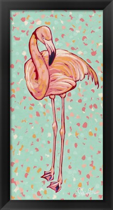 Framed Flamingo Panel I Print