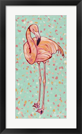 Framed Flamingo Panel I Print