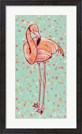 Framed Flamingo Panel I Print