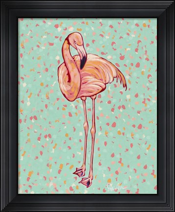 Framed Flamingo Portrait I Print