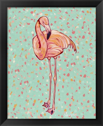 Framed Flamingo Portrait I Print