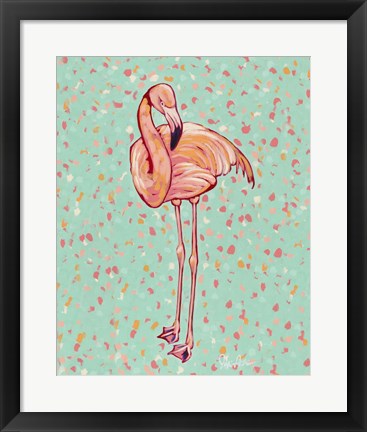 Framed Flamingo Portrait I Print