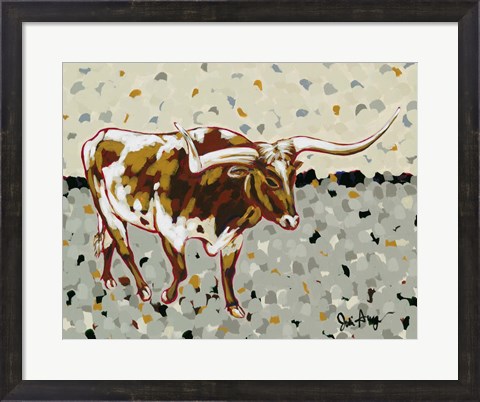 Framed Longhorn Steer Print