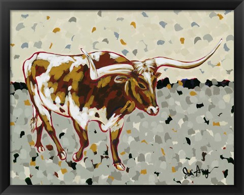 Framed Longhorn Steer Print