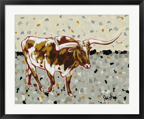 Framed Longhorn Steer Print