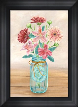 Framed Floral Jar I Print