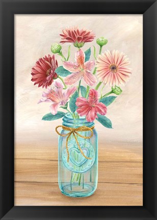 Framed Floral Jar I Print