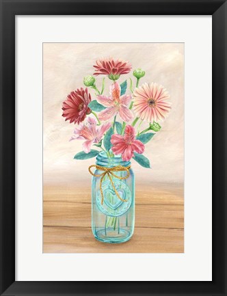 Framed Floral Jar I Print