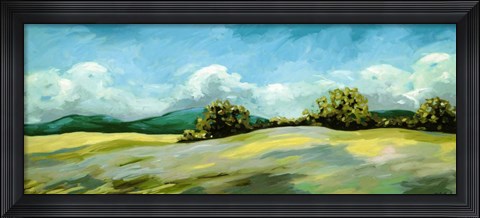 Framed Lavender Breeze Panel Green Print