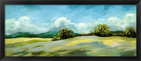 Framed Lavender Breeze Panel Green Print