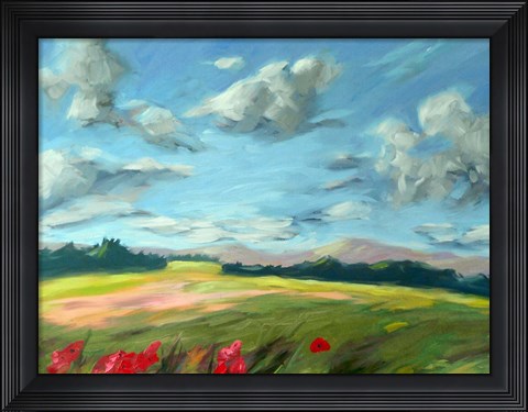 Framed Scarlet Meadow Green Print
