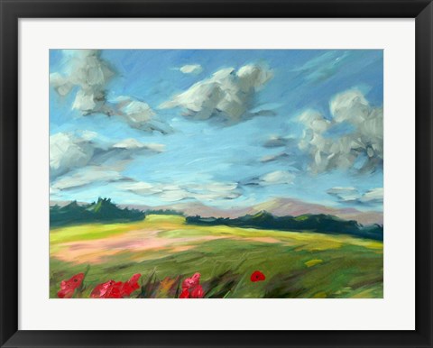 Framed Scarlet Meadow Green Print