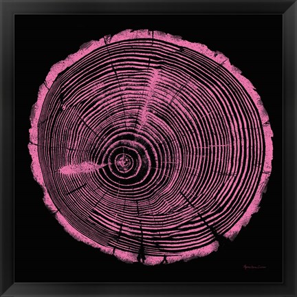 Framed Tree Trunk pink on black Print