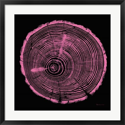 Framed Tree Trunk pink on black Print