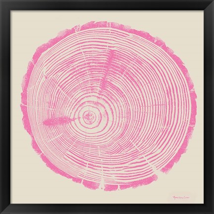 Framed Tree Trunk pink on cream Print