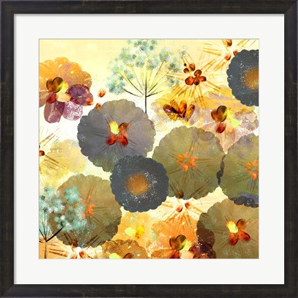 Framed Textured Hedgerow Rust Square Print