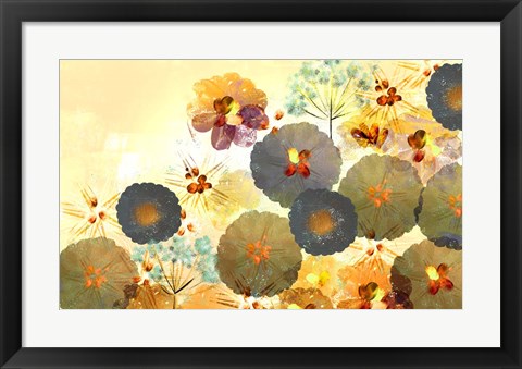 Framed Textured Hedgerow Rust Landscape Print