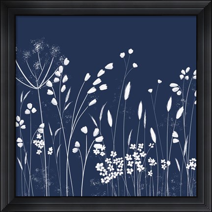 Framed Indigo Flowers II Print