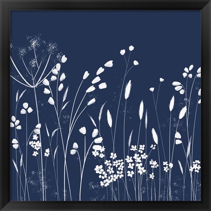 Framed Indigo Flowers II Print