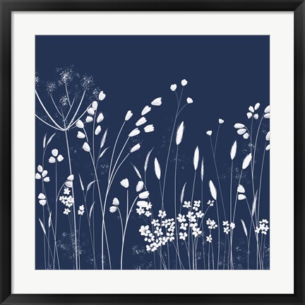 Framed Indigo Flowers II Print